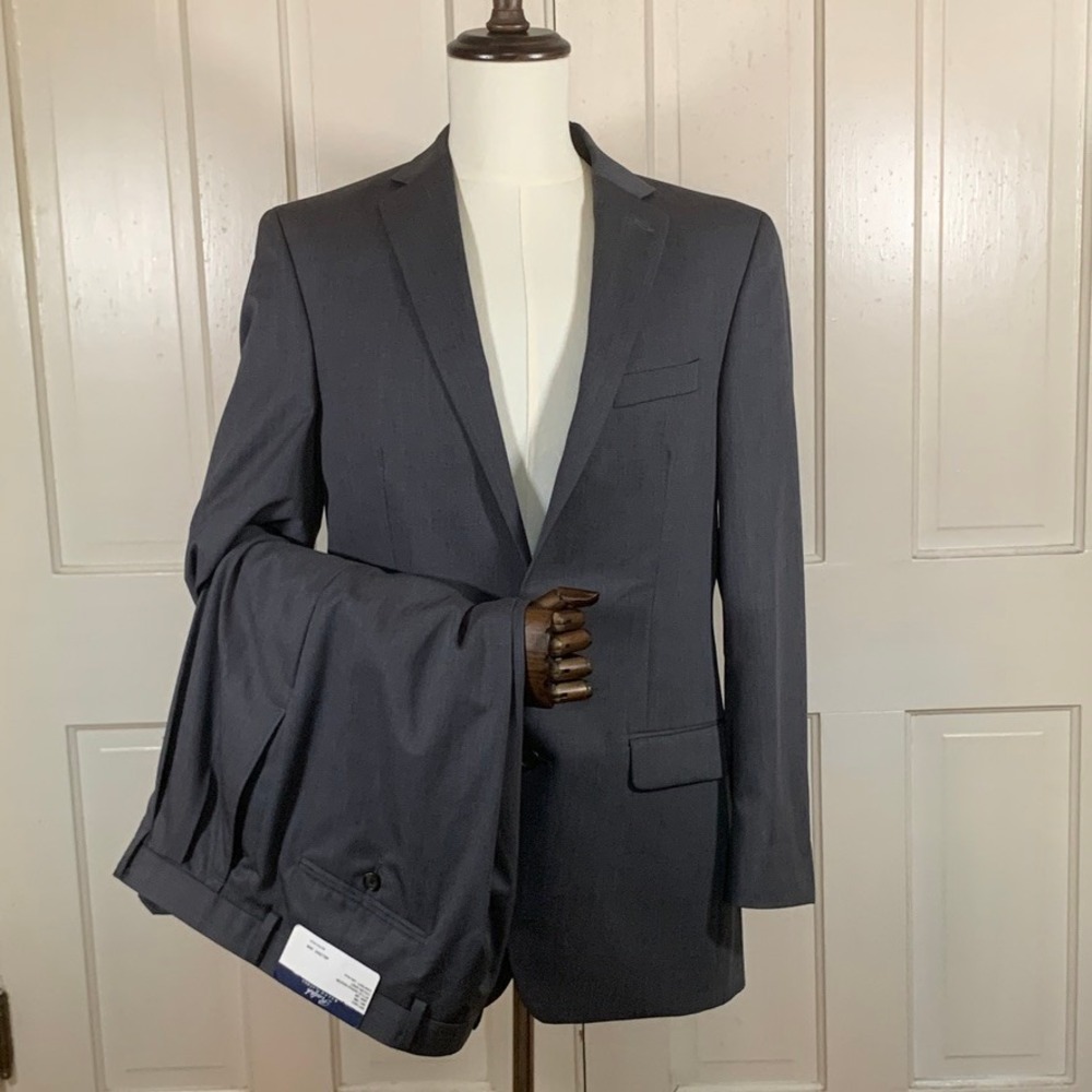 Ralph Ralph Lauren Suit Mens 40L 34W Gray 100% Wool 2 Piece Dillard's